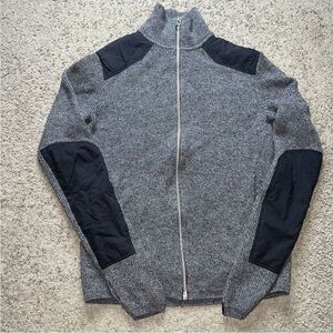 Rag & Bone Merino Wool Full Zip Elbow Patch Sweater M